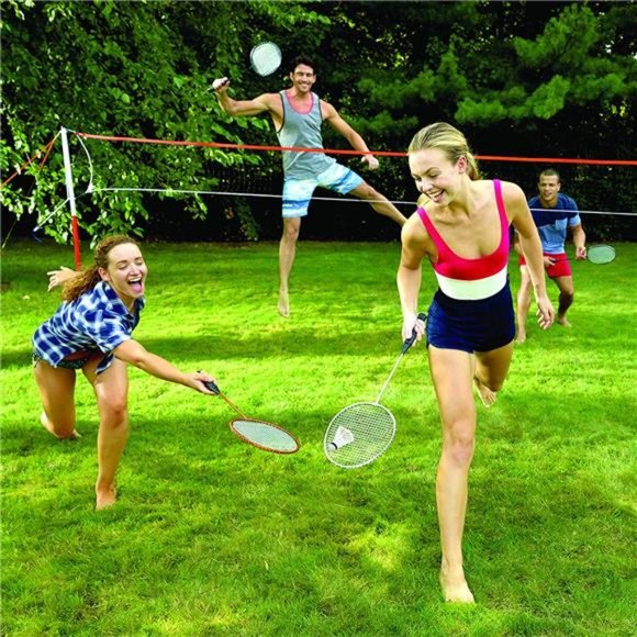 Badminton Net Sets - Outdoor Backyard + Beach Badminton Net + Equipment Set - Picture 5 of 6